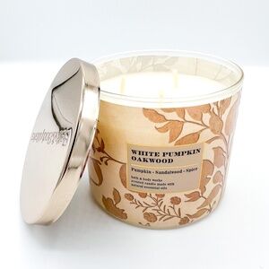 Bath & Body Works White Pumpkin Oakwood 3 Wick Candle